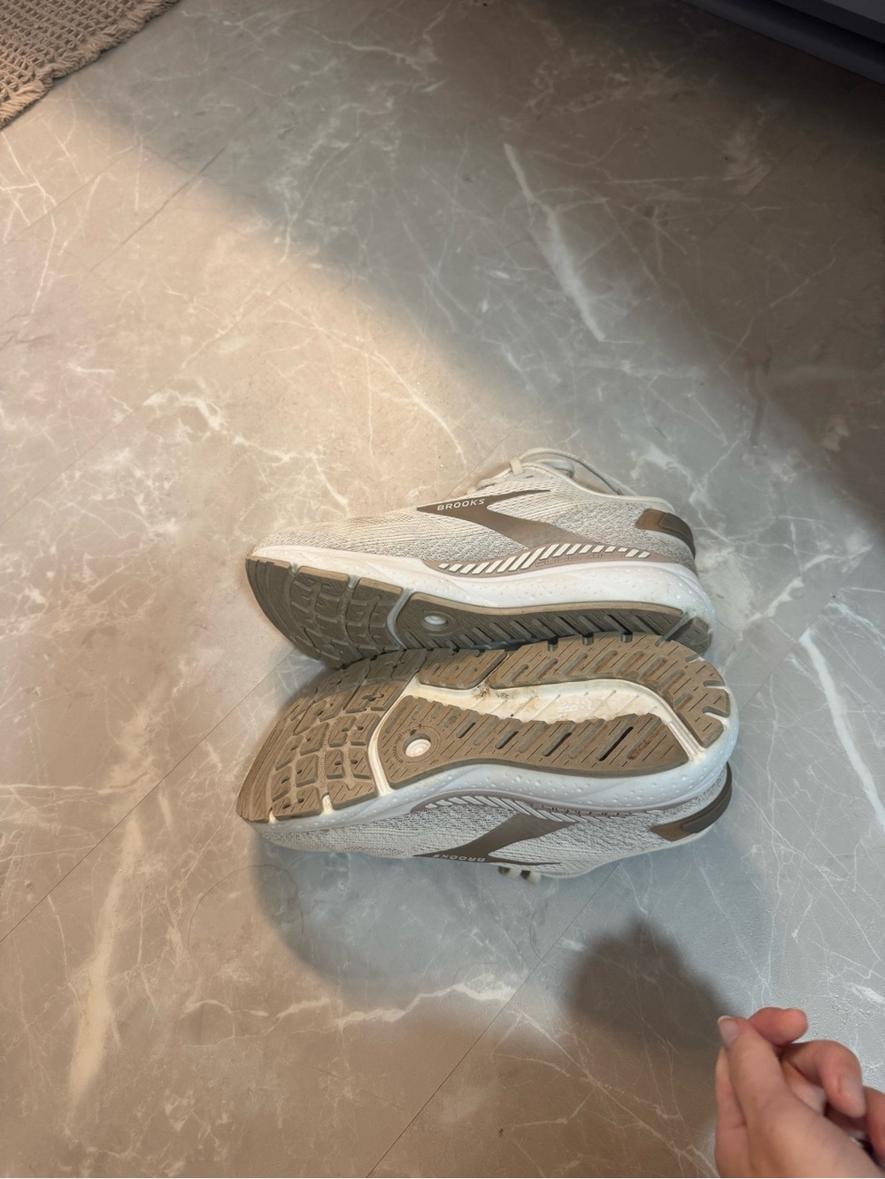 Brooks Kids Beige and White Athletic Sneakers